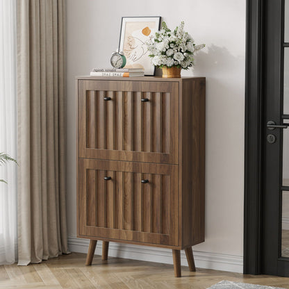 Walnut shoe cabinet with upright storage in mid-century modern style by HouseOfZazla on Tampa Home & Garden Store