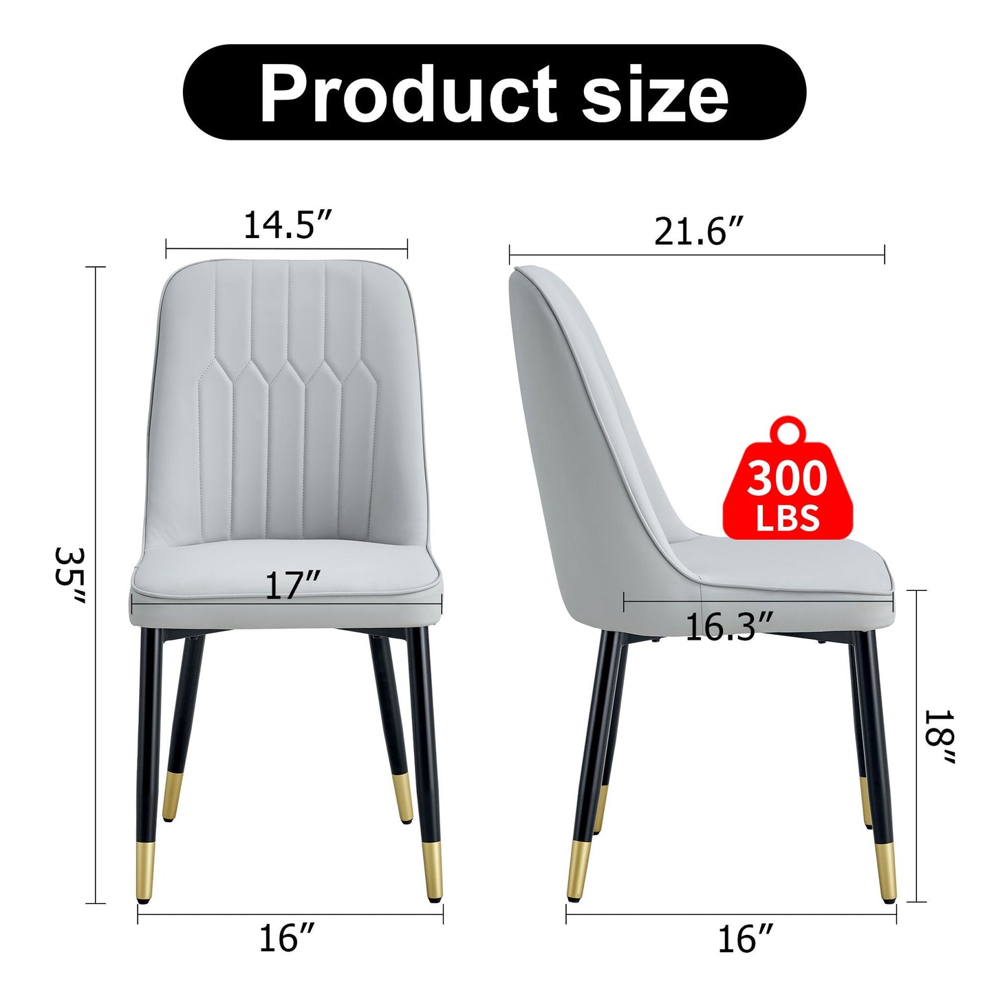 Modern Chair With Metal Legs, light gray faux leather, 2 chairs, HouseOfZazla on Tampa Home & Garden Store