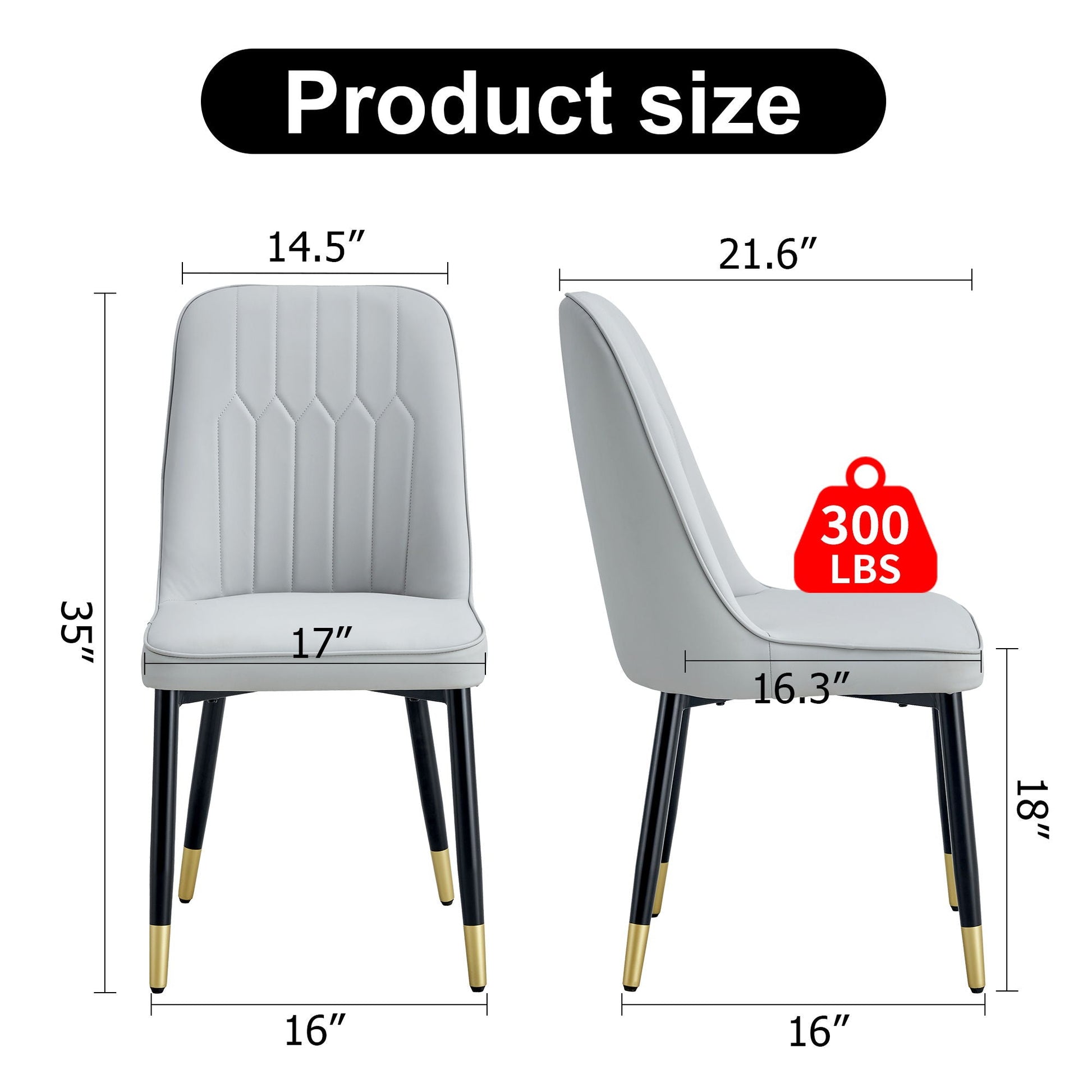 Modern Chair With Metal Legs, light gray faux leather, 2 chairs, HouseOfZazla on Tampa Home & Garden Store
