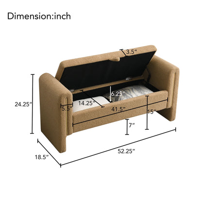 Modern Plush Teddy Bench With Storage And Seat