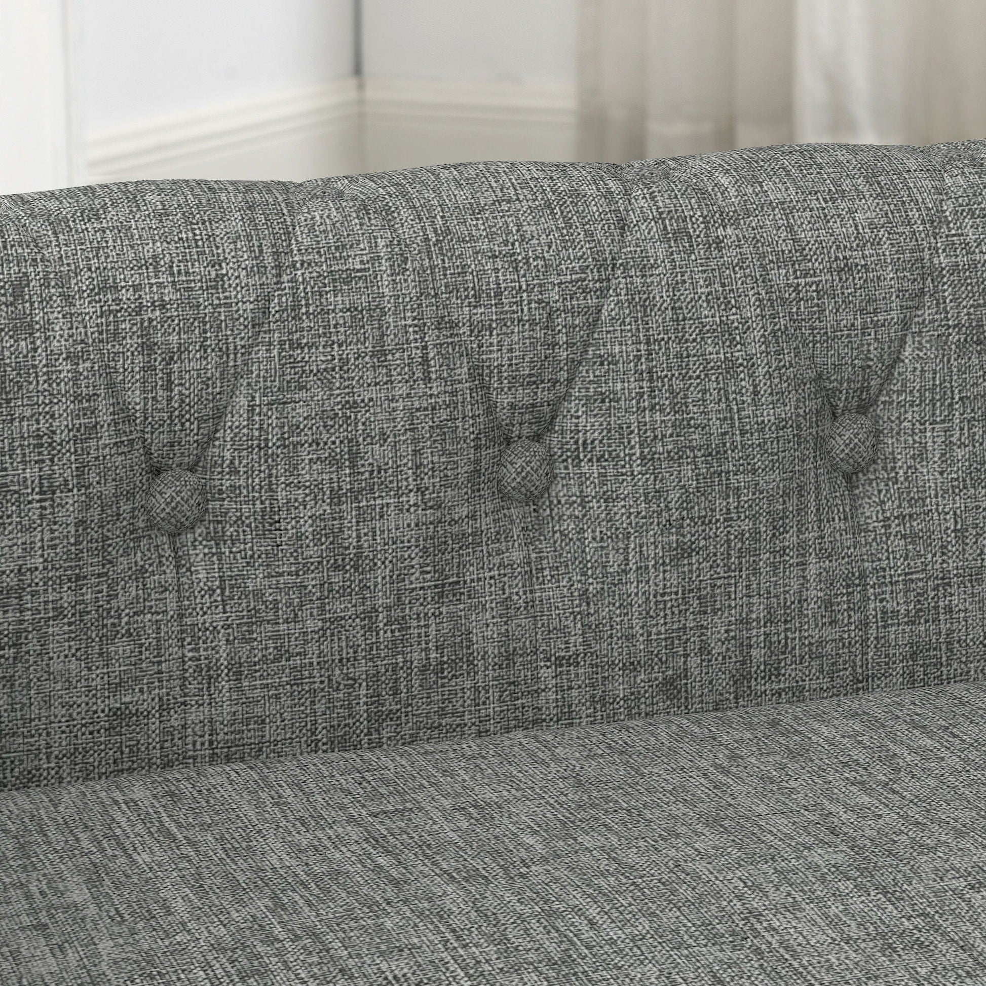 Modern Elegant Rectangle Pet Bed gray woven fabric with tufted edge bolster on Tampa Home & Garden Store