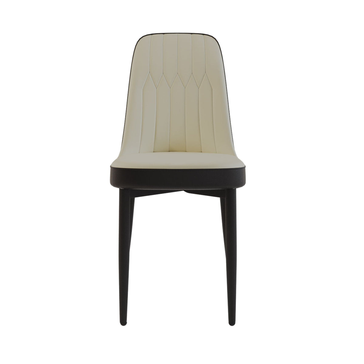 HouseOfZazla beige upholstered dining chair with black metal legs cushioned back on Tampa Home & Garden Store