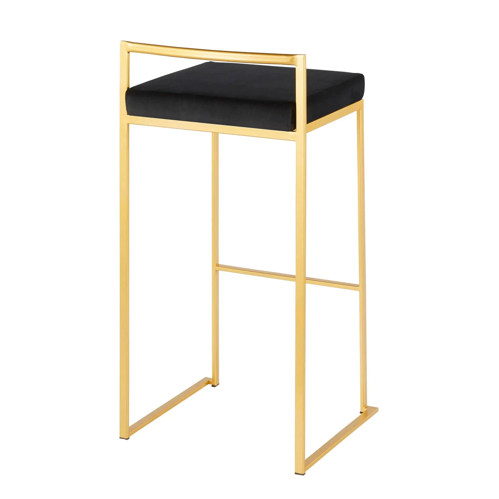 Fuji Contemporary Glam Barstool, gold frame, black upholstered seat by Unique Piece Furniture on Tampa Home & Garden Store