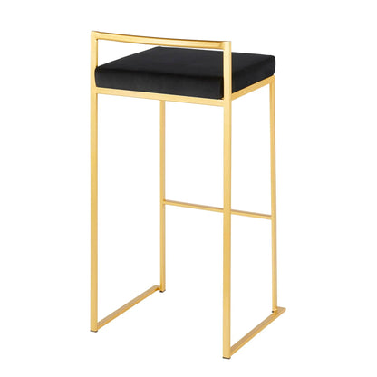 Fuji Contemporary Glam Barstool, gold frame, black upholstered seat by Unique Piece Furniture on Tampa Home & Garden Store