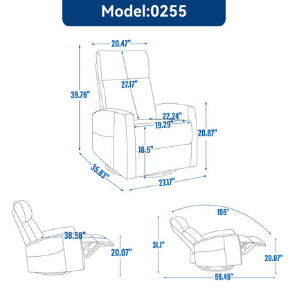 Khaki fabric heat massage manual recliner with rocker and swivel model 0255 by HouseOfZazla on Tampa Home & Garden Store