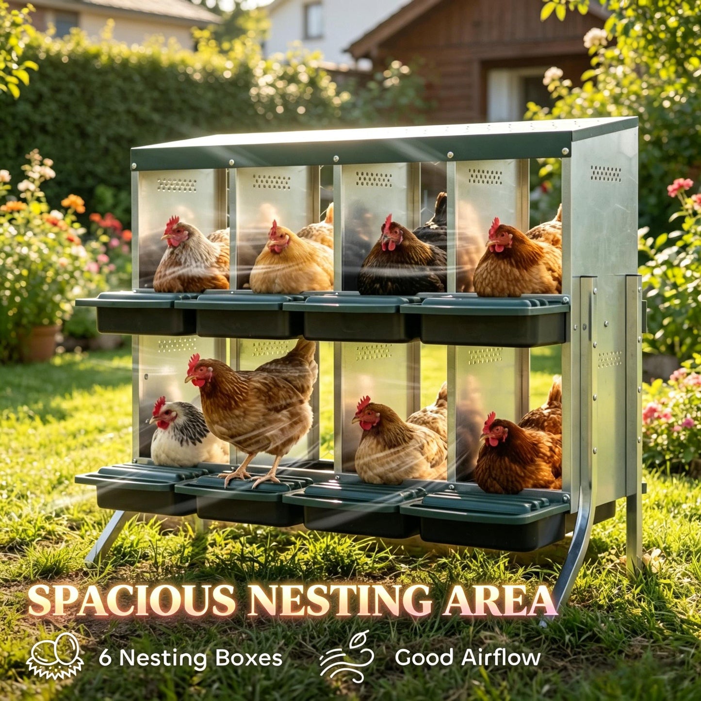 Egg Laying Boxes metal nesting coop by HouseOfZazla, 6 chicken nesting boxes for outdoors on Tampa Home & Garden Store