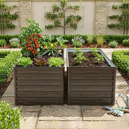 HouseOfZazla 2-pack raised garden bed kit wooden planters with soil on Tampa Home & Garden Store