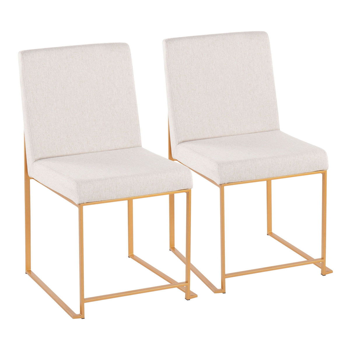Contemporary high-back chair set upholstered seats with gold metal legs 2 chairs on Tampa Home & Garden Store