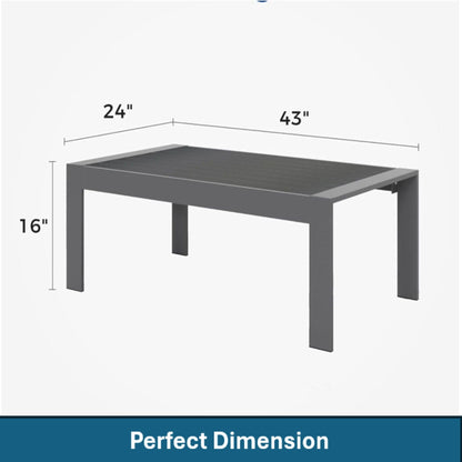 Modern Outdoor Coffee Table with Aluminum Frame