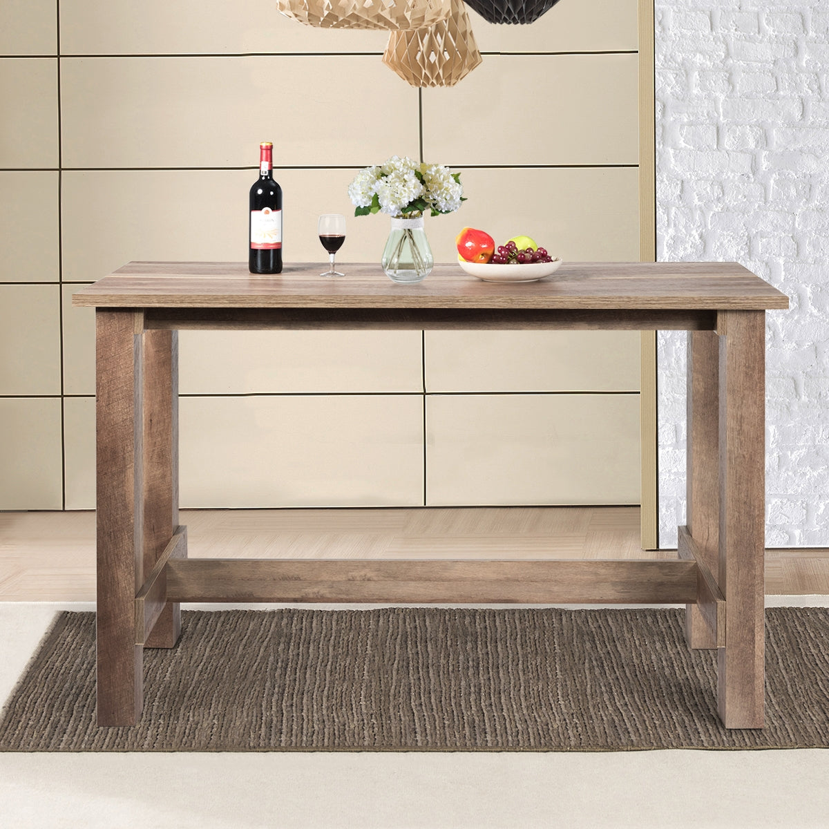 Counter height dining table in warm brown wood with chunky legs DirectDeals on Tampa Home & Garden Store