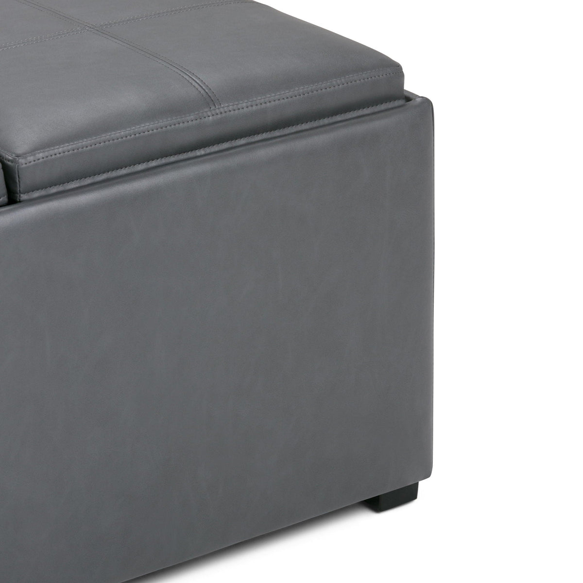 Avalon Square Ottoman Coffee Table with Trays gray leather storage ottoman by HouseOfZazla on Tampa Home & Garden Store