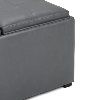 Avalon Square Ottoman Coffee Table with Trays gray leather storage ottoman by HouseOfZazla on Tampa Home & Garden Store