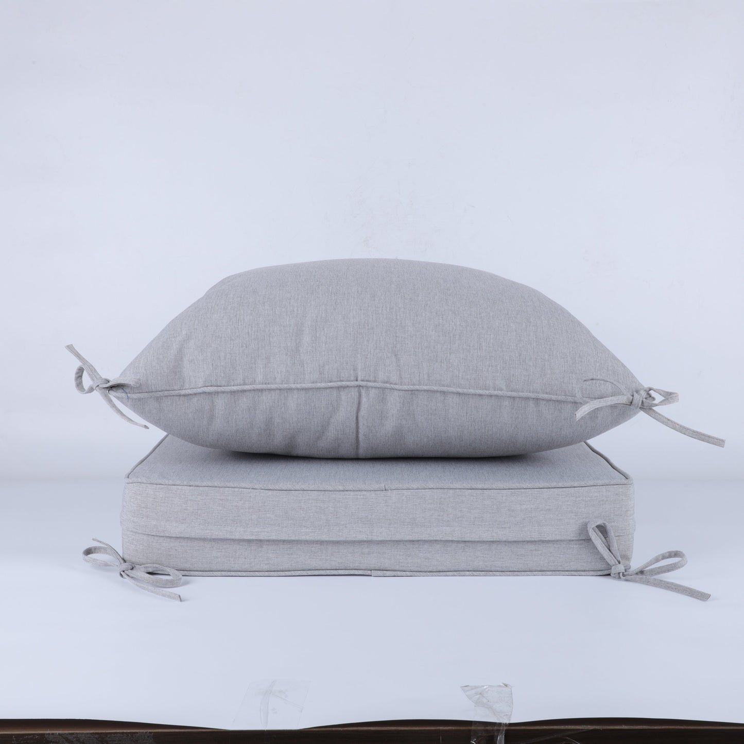 24x24 Inch Outdoor Deep Seat Cushion Set with two gray fabric cushions by HouseOfZazla on Tampa Home & Garden Store