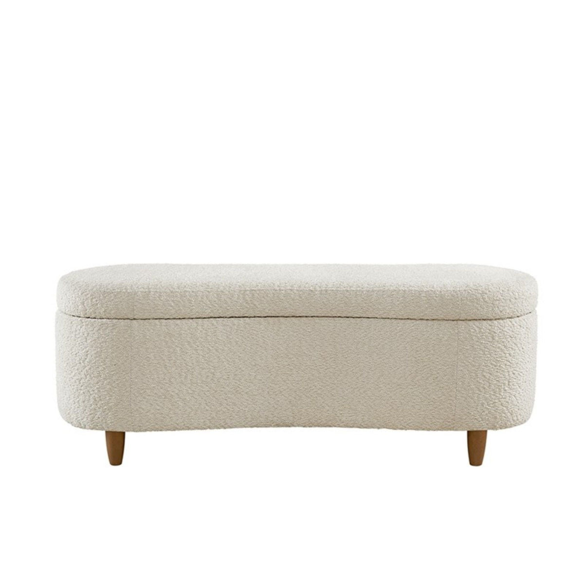 Flip Top Storage Bench beige fabric upholstery round ottoman with light wood legs HouseOfZazla on Tampa Home & Garden Store
