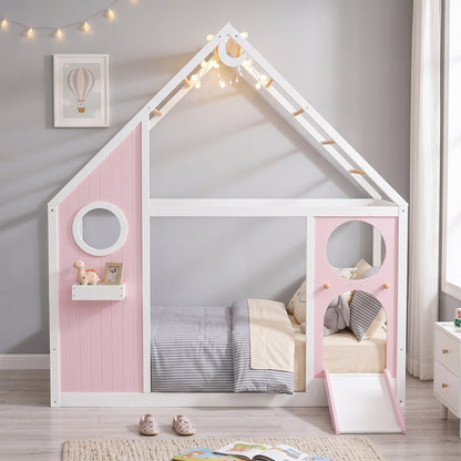 Twin House Bed with Slide Playhouse Design Pink by HouseOfZazla on Tampa Home & Garden Store