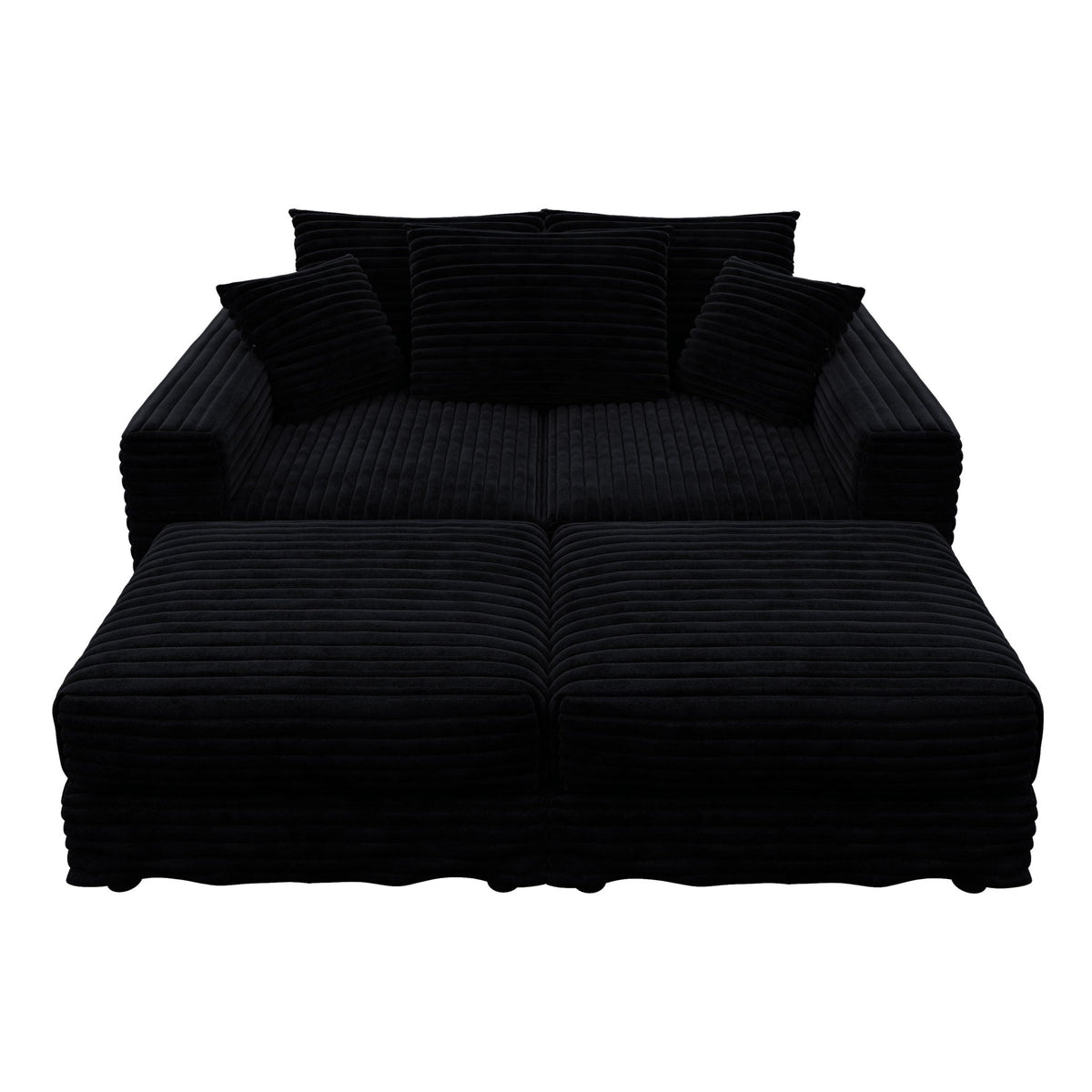 Deep Seat Sofa Bed With Ottoman and Soft Pillows