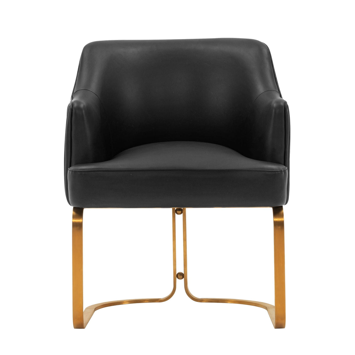 HouseOfZazla modern dining chair in black leather with gold-tone metal legs on Tampa Home & Garden Store