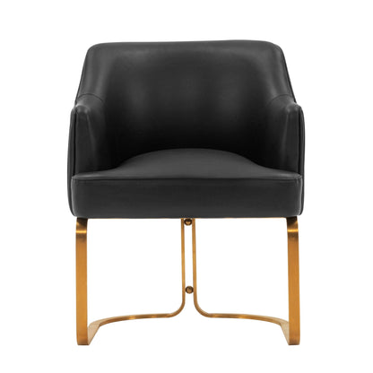 HouseOfZazla modern dining chair in black leather with gold-tone metal legs on Tampa Home & Garden Store