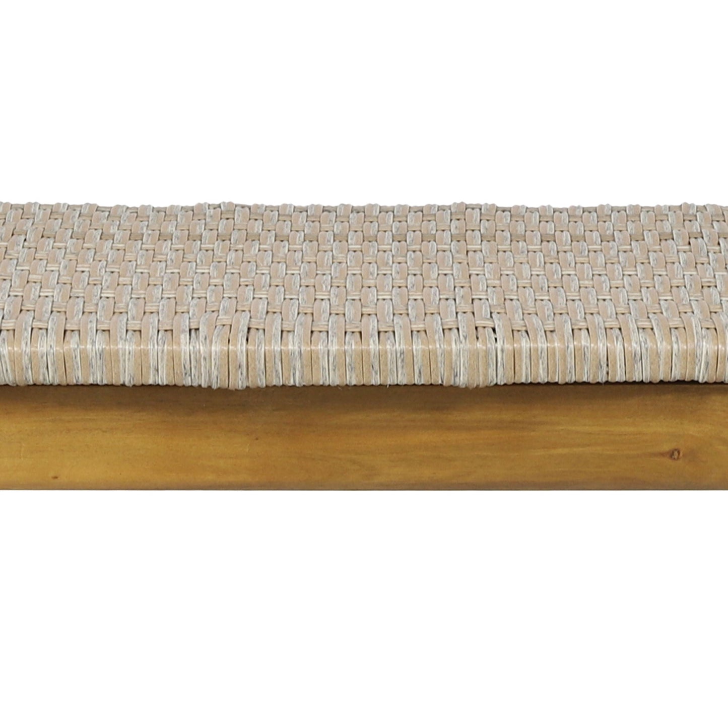 Cambria 3-Seater Bench Teak outdoor bench with woven rattan-style seat on Tampa Home & Garden Store
