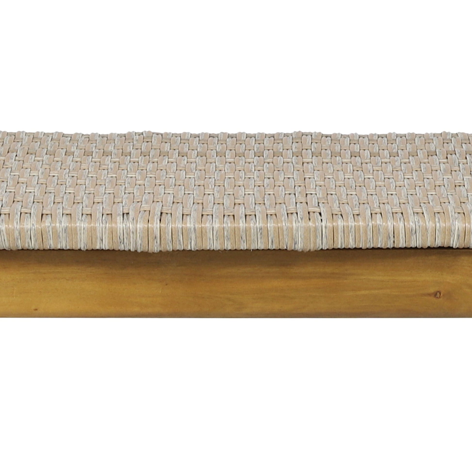 Cambria 3-Seater Bench Teak outdoor bench with woven rattan-style seat on Tampa Home & Garden Store