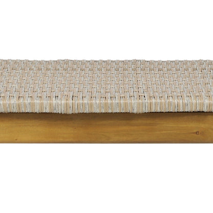 Cambria 3-Seater Bench Teak outdoor bench with woven rattan-style seat on Tampa Home & Garden Store