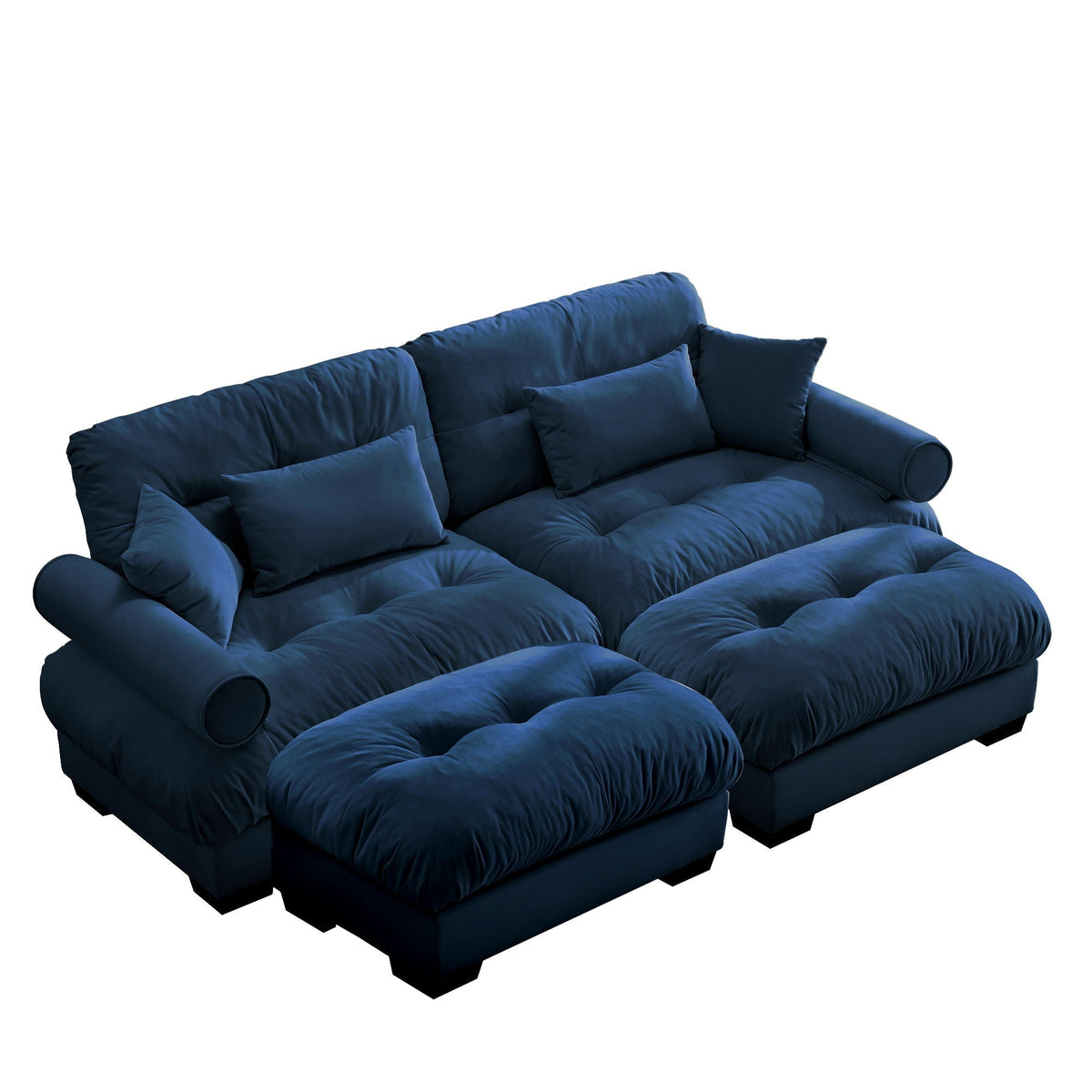Super Comfort Oversized Modular Sectional Sofa With Movable Ottoman in blue, set by HouseOfZazla on Tampa Home & Garden Store