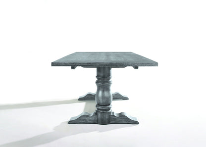 Leventis Dining Table Weathered Gray with wood grain pedestal base by HouseOfZazla on Tampa Home & Garden Store