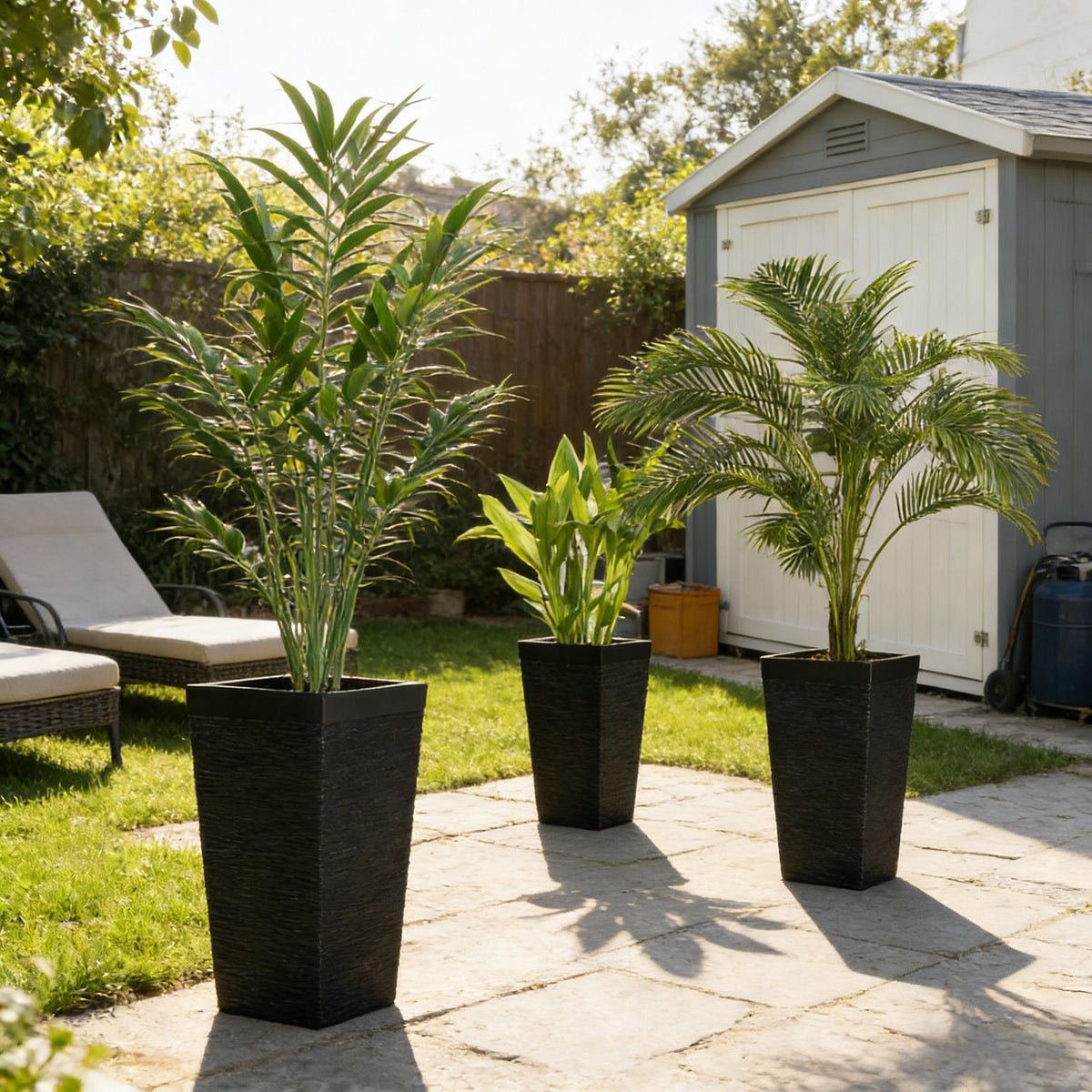 Modern Design Stackable Tapered Planters Set of 3 in black outdoor planters by HouseOfZazla on Tampa Home & Garden Store