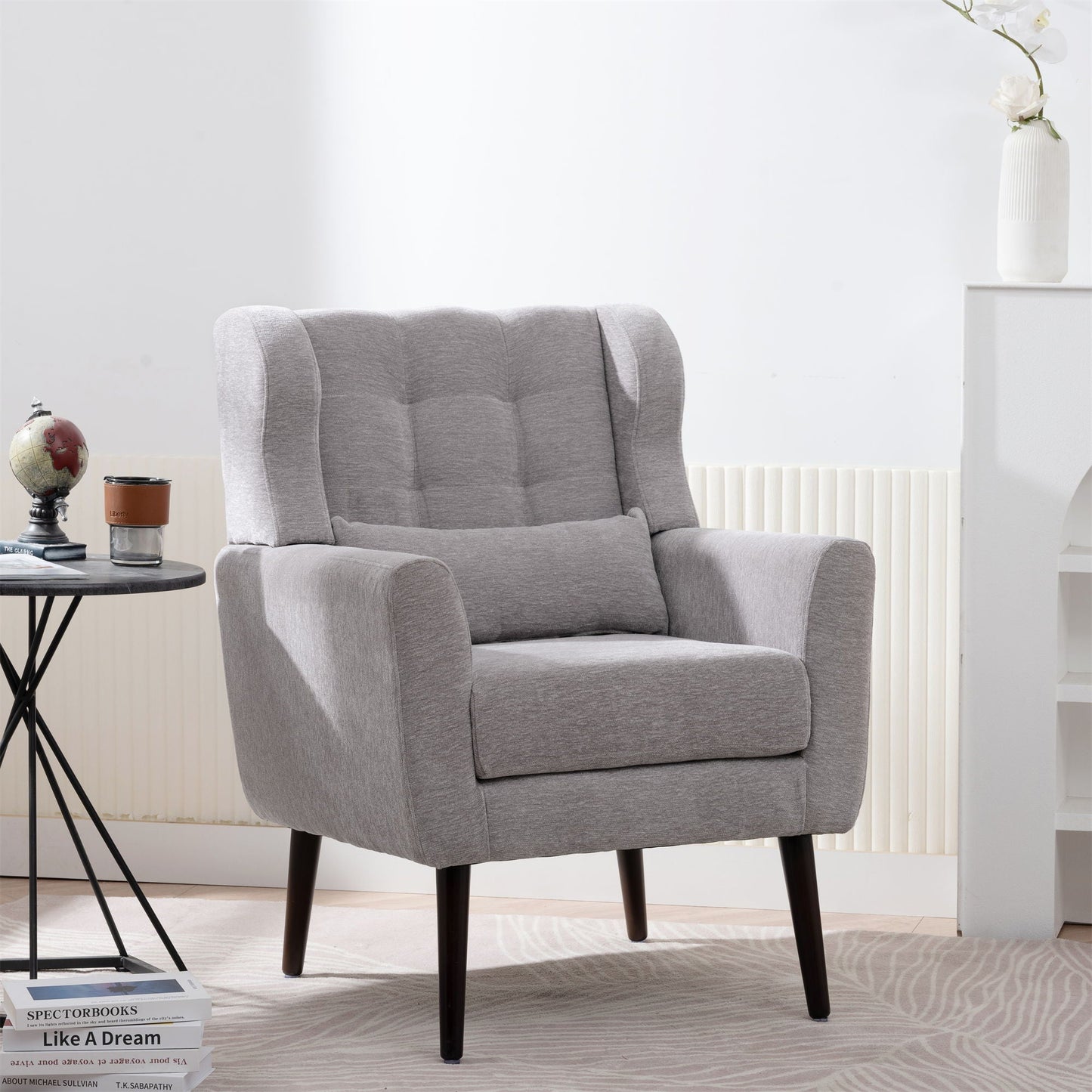 Modern Padded Accent Chair and Extra Pillow