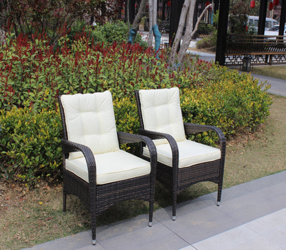 2-Piece Liberatore Dining Chairs beige cushions wicker outdoor furniture HouseOfZazla on Tampa Home & Garden Store