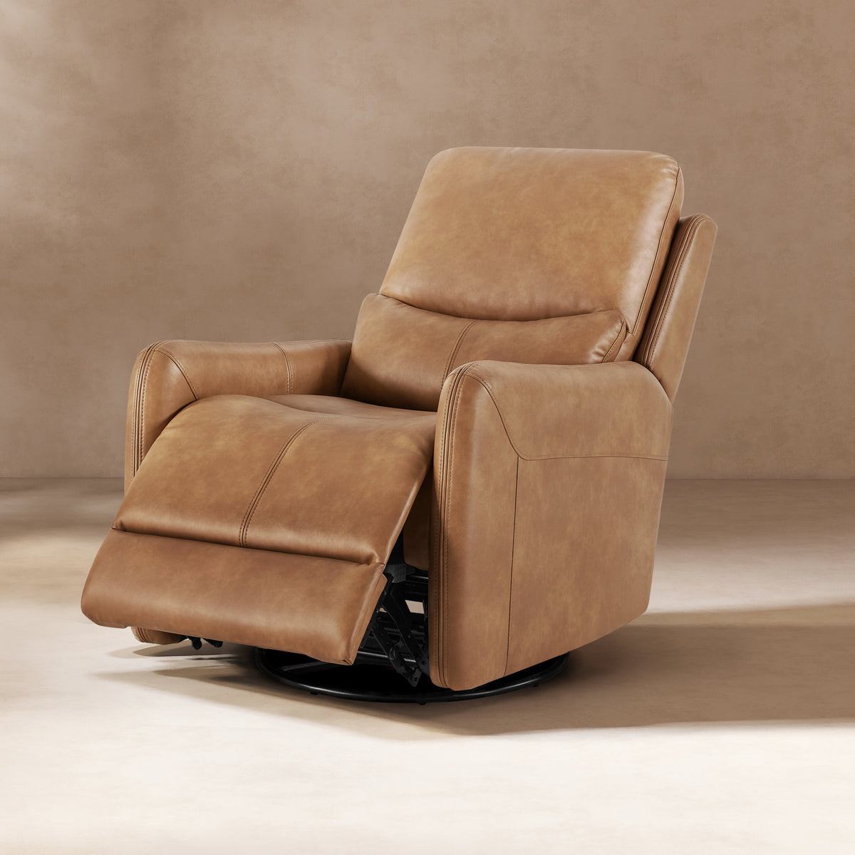 Dublin 30" Swivel Power Recliner Arm Chair Saddle in brown leather with footrest on Tampa Home & Garden Store