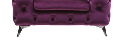 Atronia arm chair by HouseOfZazla in purple velvet with tufted upholstery and metal legs on Tampa Home & Garden Store