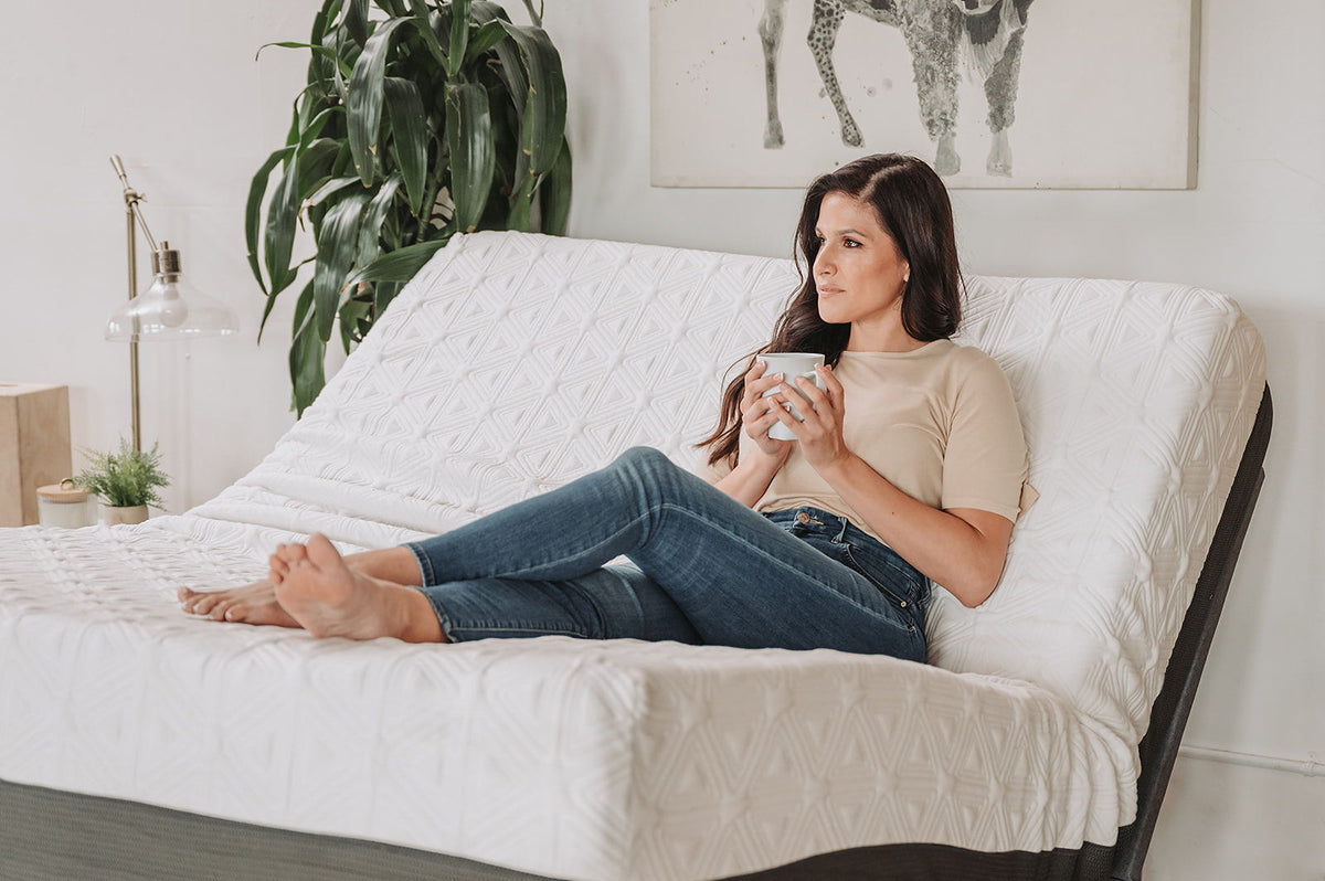 8-inch Gel Memory Foam Mattress HouseOfZazla white quilted cover on bed in modern bedroom on Tampa Home & Garden Store