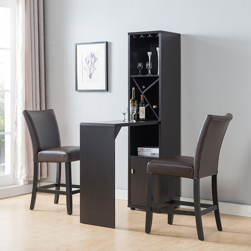Red Cocoa Bar Cabinet With A Wine Rack And Shelf