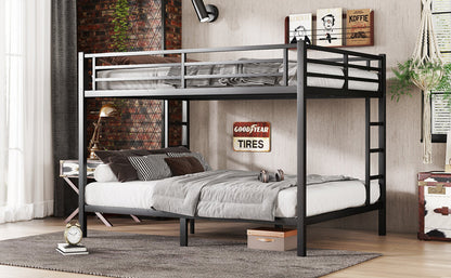 Metal Queen over Queen bunk bed in black iron frame with ladder by HouseOfZazla on Tampa Home & Garden Store