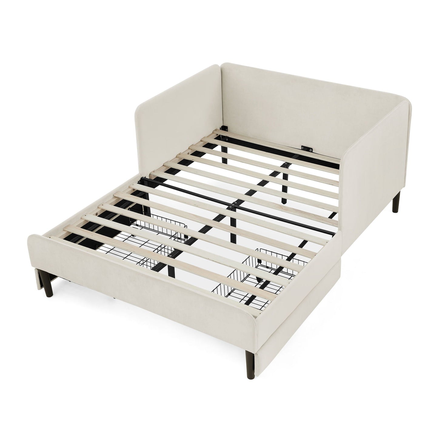 Upholstered Platform Sofa Bed with Drawers