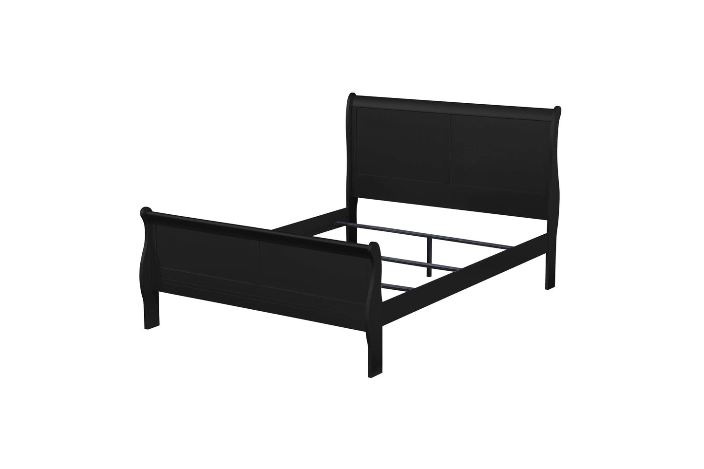 Louis Philippe Sleigh Style Bed black finish curved headboard and footboard HouseOfZazla bed on Tampa Home & Garden Store