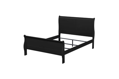 Louis Philippe Sleigh Style Bed black finish curved headboard and footboard HouseOfZazla bed on Tampa Home & Garden Store
