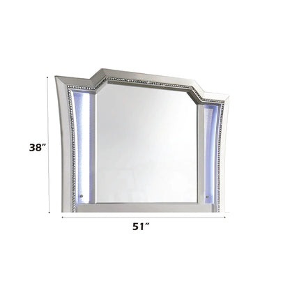 Kaitlyn Mirror With LED, metallic frame with crystal bead trim on Tampa Home & Garden Store