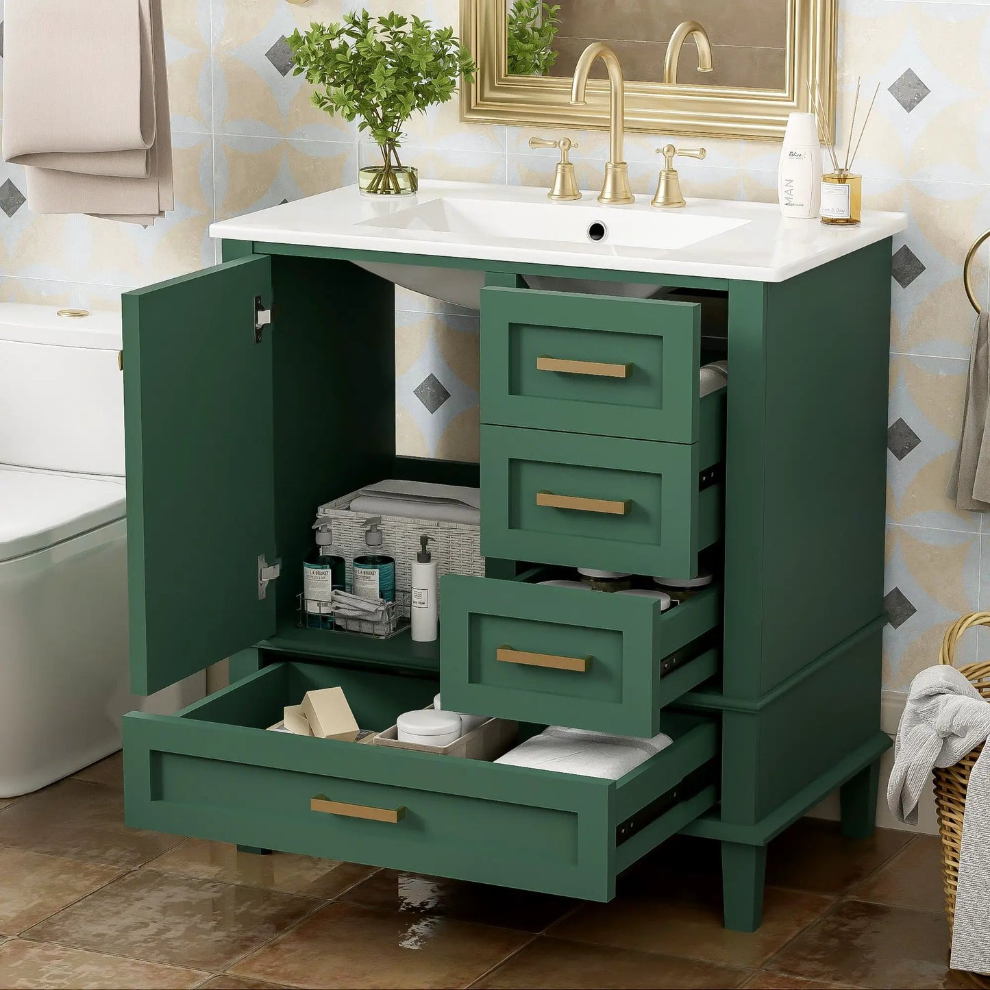 Bathroom Vanity With Sink Solid Wood Cabinet