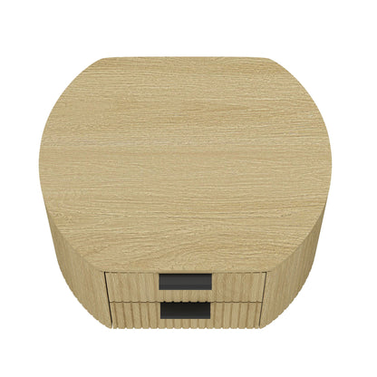Oak Nightstand with 2 Drawers Ribbed Texture natural wood finish accent nightstand on Tampa Home & Garden Store