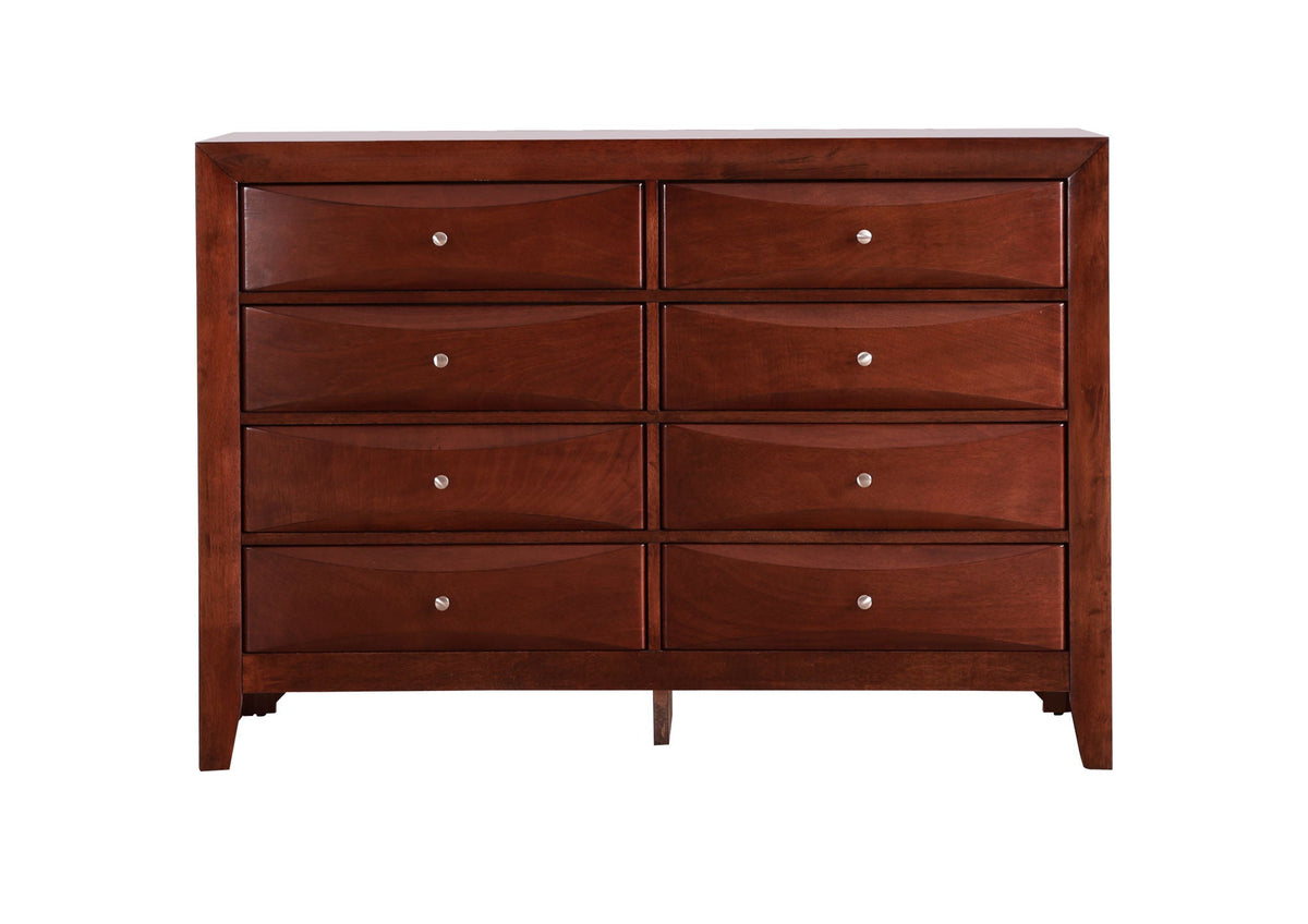 Marilla Dresser by HouseOfZazla with molded resin fronts, dark wood finish, 6-drawer design on Tampa Home & Garden Store