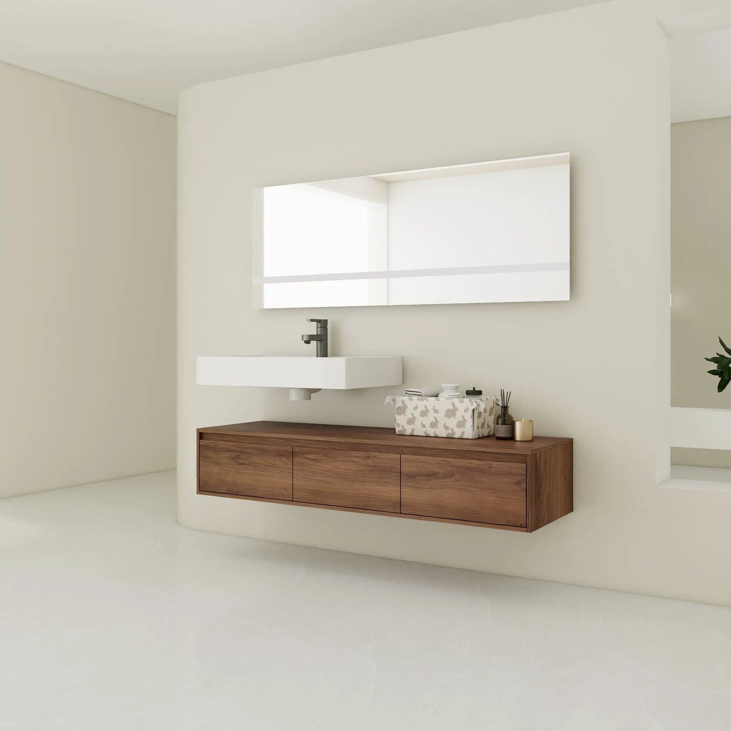 Modern Wall Mounted Vanity Resin Sink Drawer
