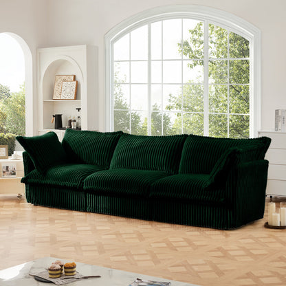 Modern Corduroy and Slipcovered Three Seater Sofa