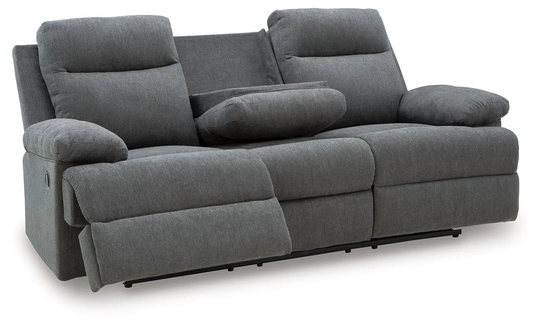 Side-Swipe reclining sofa with drop-down table in gray fabric, 3-seat by Unique Piece Furniture on Tampa Home & Garden Store