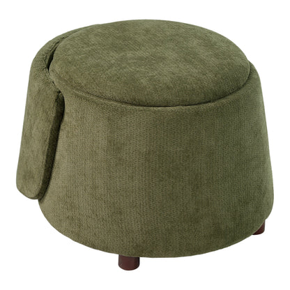 Green pet-friendly chair with hidden pet nook and convertible stool, wooden leg on Tampa Home & Garden Store