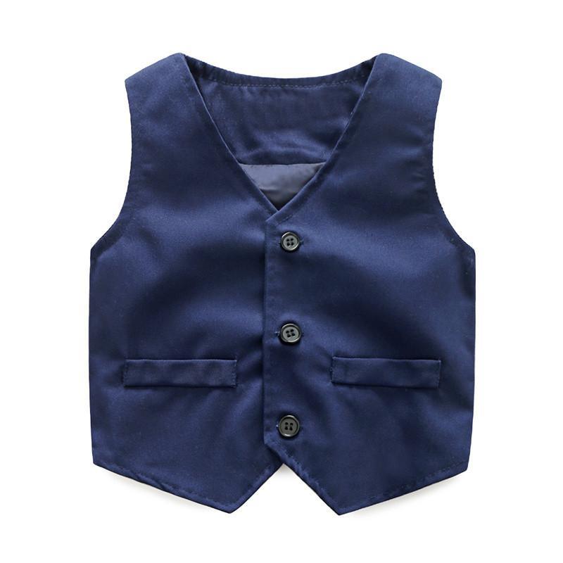 Stevvex navy waistcoat vest for baby boys, satin-like formal outfit piece on Tampa Home & Garden Store