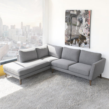 Benson sectional sofa with chaise in light gray fabric, wooden legs HouseOfZazla on Tampa Home & Garden Store