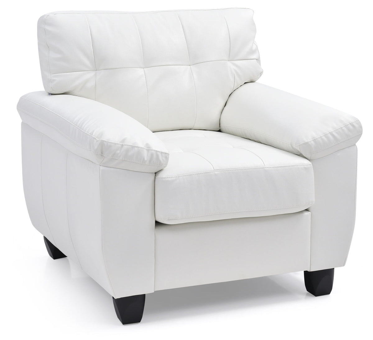 Accent chair by HouseOfZazla, white leather with tufted back and removable back cushion on Tampa Home & Garden Store