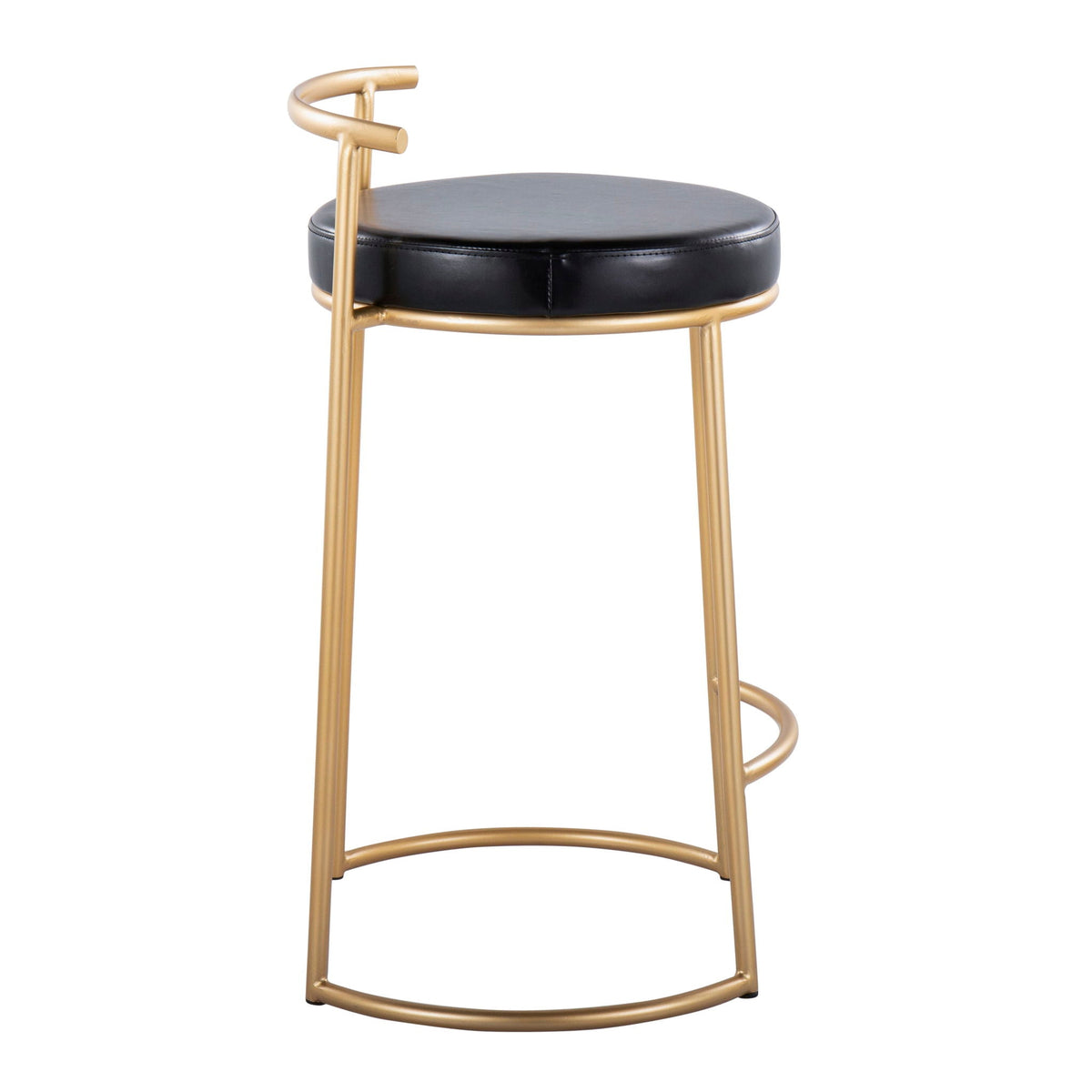 Contemporary round counter stool with padded black seat and gold frame, HouseOfZazla set of 2 on Tampa Home & Garden Store